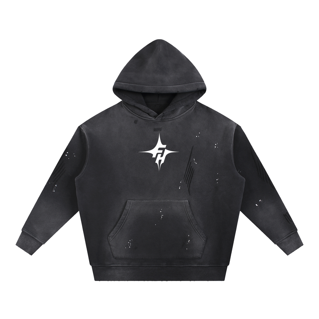 Unisex "FH" Vintage Washed Frayed Hoodie